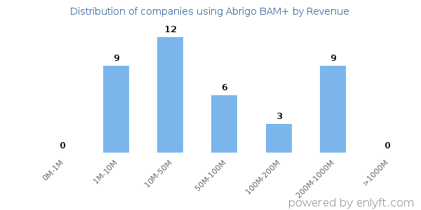 Abrigo BAM+ clients - distribution by company revenue