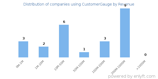 CustomerGauge clients - distribution by company revenue