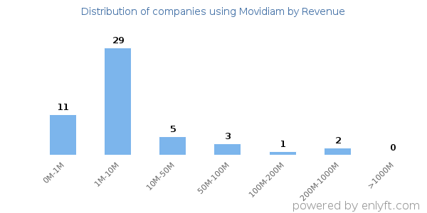 Movidiam clients - distribution by company revenue
