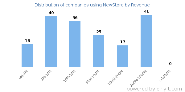 NewStore clients - distribution by company revenue