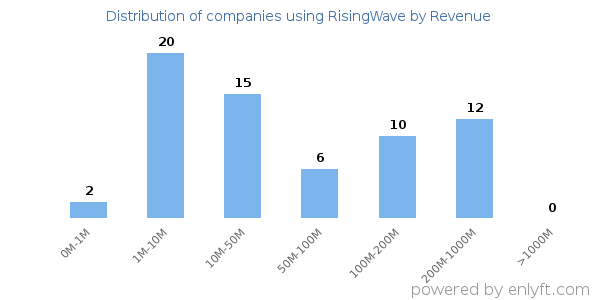 RisingWave clients - distribution by company revenue