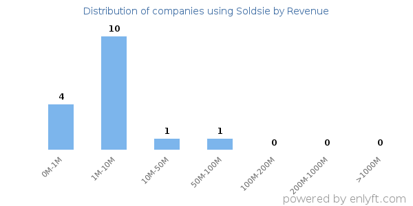 Soldsie clients - distribution by company revenue
