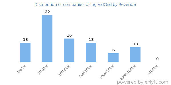 VidGrid clients - distribution by company revenue