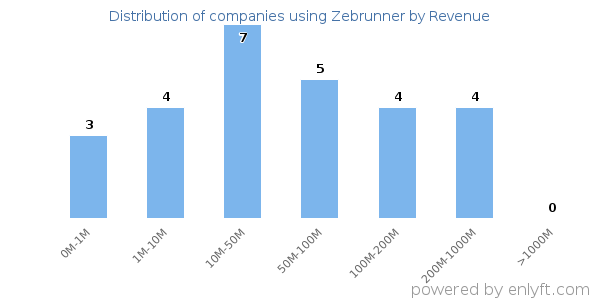 Zebrunner clients - distribution by company revenue